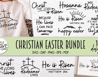 Religious Easter Svg Bundle - 10 Designs - Christian Easter Svg - Religious Svg - Resurrection Svg - He is Risen Svg - Redeemer Svg