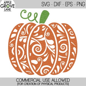 Abóbora Svg - Fancy Pumpkin Svg - Swirly Pumpkin Svg - Floral Pumpkin Svg - Halloween Svg - Fall Pumpkin Svg - Fall Svg - Abóbora Corte a Laser