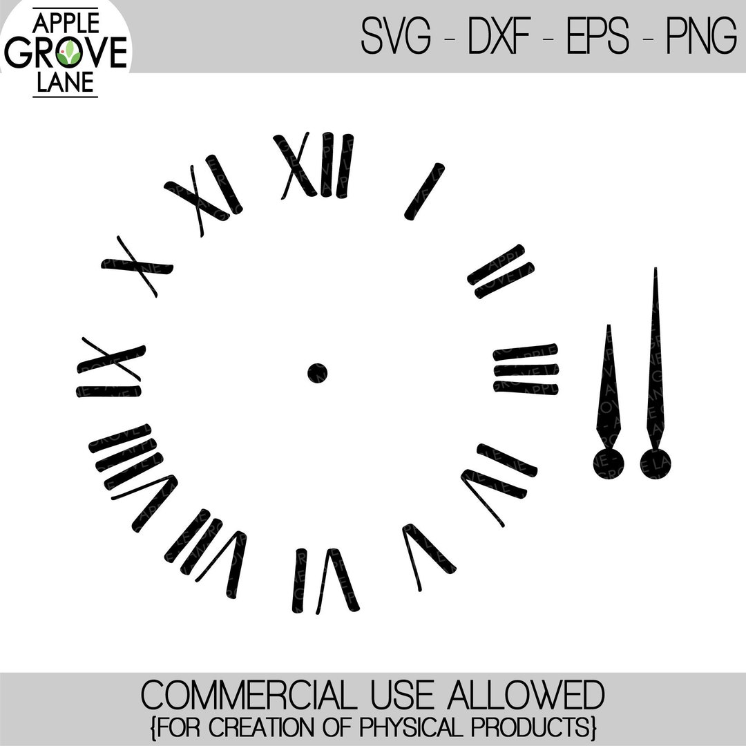 Clock Face Svg - Clock Svg - Clock Hands Svg - Clock Template - Roman ...
