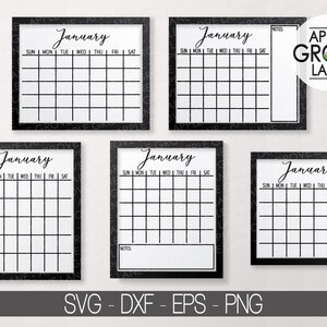Blank Calendar Svg Bundle - Monthly Calendar Svg - Calendar Outline Svg ...