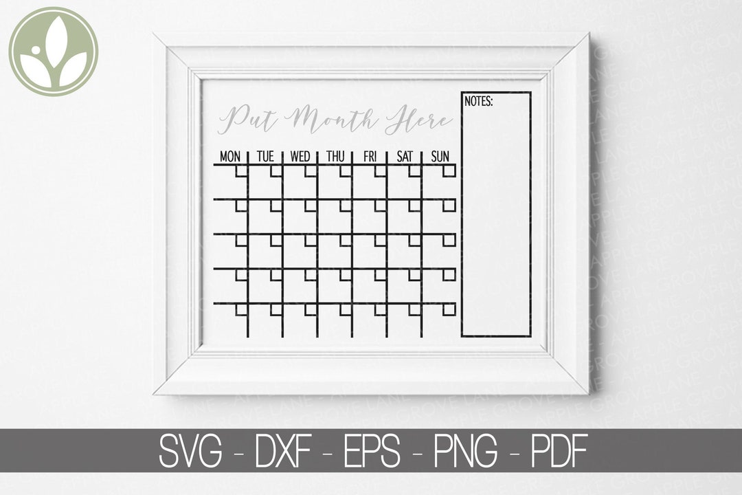Monthly Calendar Svg - Blank Calendar Svg - Calendar Outline Svg ...