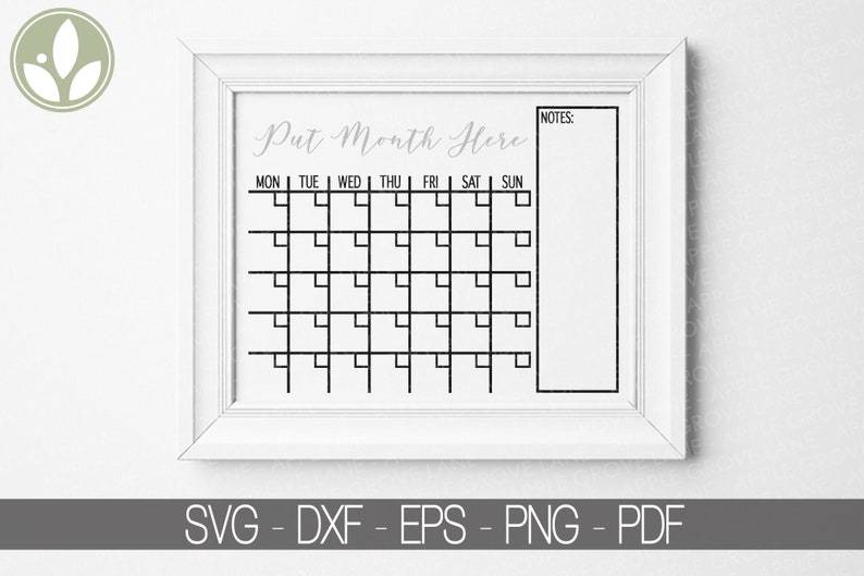Monthly Calendar Svg Blank Calendar Svg Calendar Outline Etsy