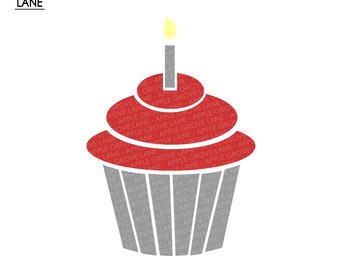 Birthday Cupcake SVG - Birthday Svg - Birthday Candle SVG - Cupcake Svg - Birthday Party Svg - Birthday Cake Svg - Svg Eps Png Dxf