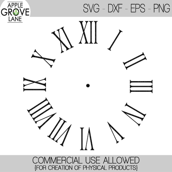Clock Face Vintage Numbers Stencil, Image Size Outer Diameter 190mm 