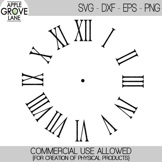 Clock Face Vintage Numbers Stencil, Image Size Outer Diameter 190mm 