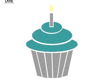 Birthday Cupcake SVG - Birthday Svg - Birthday Candle SVG - Cupcake Svg - Birthday Party Svg - Birthday Cake Svg - Svg Eps Png Dxf