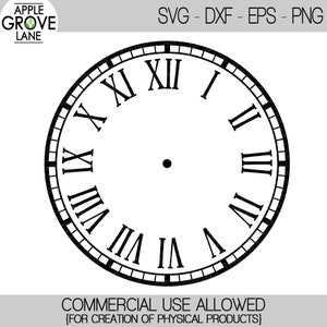 Esfera del reloj Svg - Reloj Svg - Plantilla Svg - Números romanos Reloj Svg - Romen Numerals Svg - Plantilla de reloj - Svg Eps Png Dxf