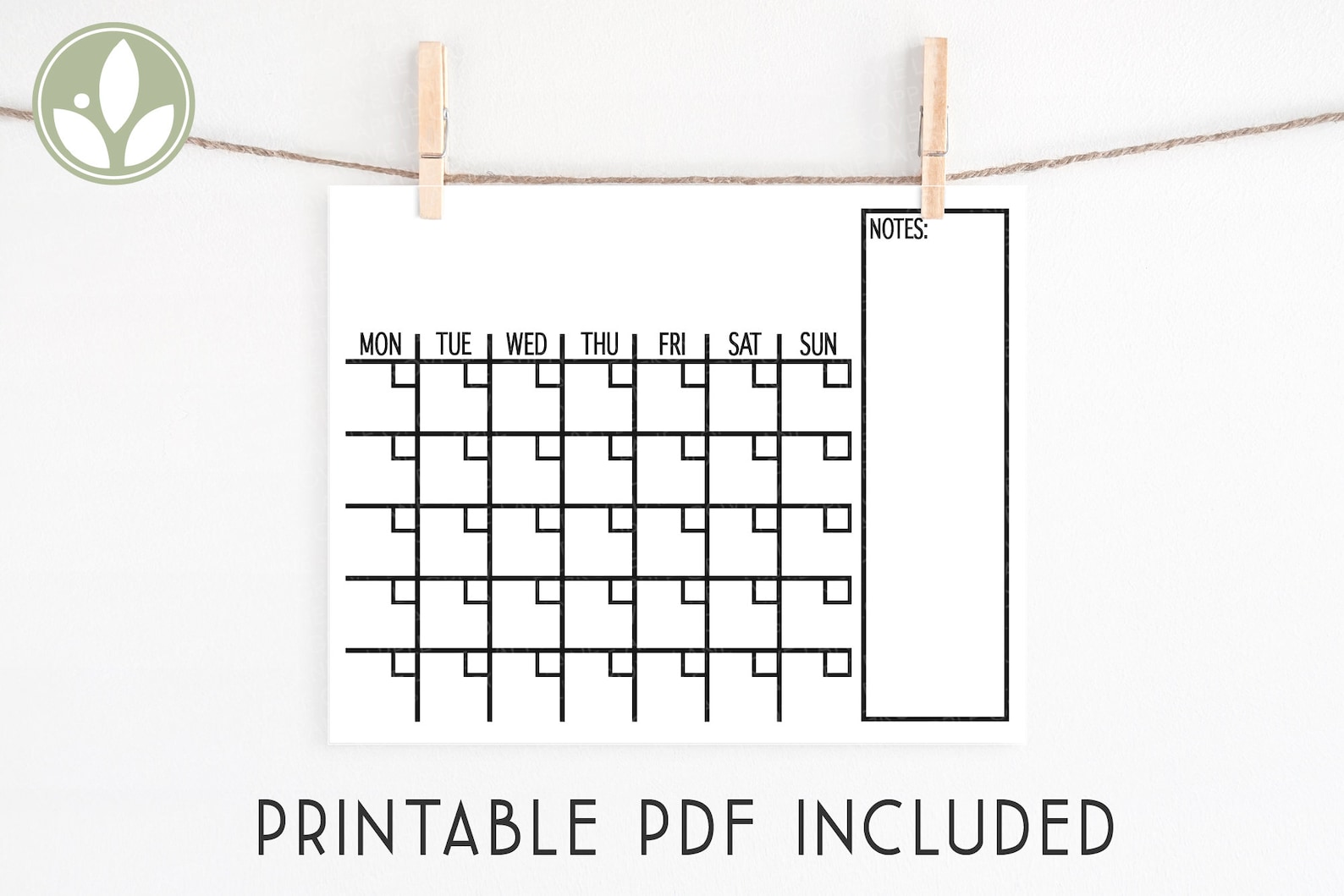 Monthly Calendar Svg Blank Calendar Svg Calendar Outline Etsy