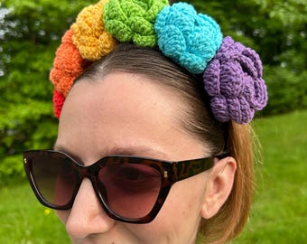 Rainbow Crochet Flower Crown: LGBTQ+ Pride Festival Headpiece Accessories