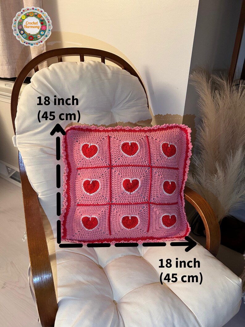 valentine heart granny square pillowcase,pink red heart crochet pillow cover romantic,18 inch heart pillowcase handmade,dimensional heart applique pillow cover,valentine day gift home decor,romantic pink red white heart pillowcase,ruffled border heart pillow cover,galentine gift for her,love theme decorative pillowcase,granny square heart pillow cover,valentine bedroom decor,handmade romantic pillow cover,heart gift for girlfriend wife,valentine living room decor,love pillowcase handcrafted