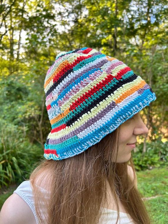 Handmade Rainbow Striped Bucket Hat: All Season Cotton  display picture 1