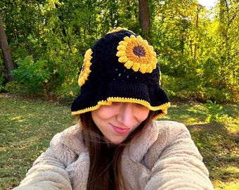 ?️Boho Chic Summer Style Handwoven Wide Brim Bucket Hat Crochet Flower Detail 71f-pRDLzBL._AC_SY350_QL65_.jpg main image 3