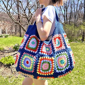 Oma Platz Gehäkelte Umhängetasche: Boho Hippie Markt Tasche, Bunte Handgemachte Garn Tasche