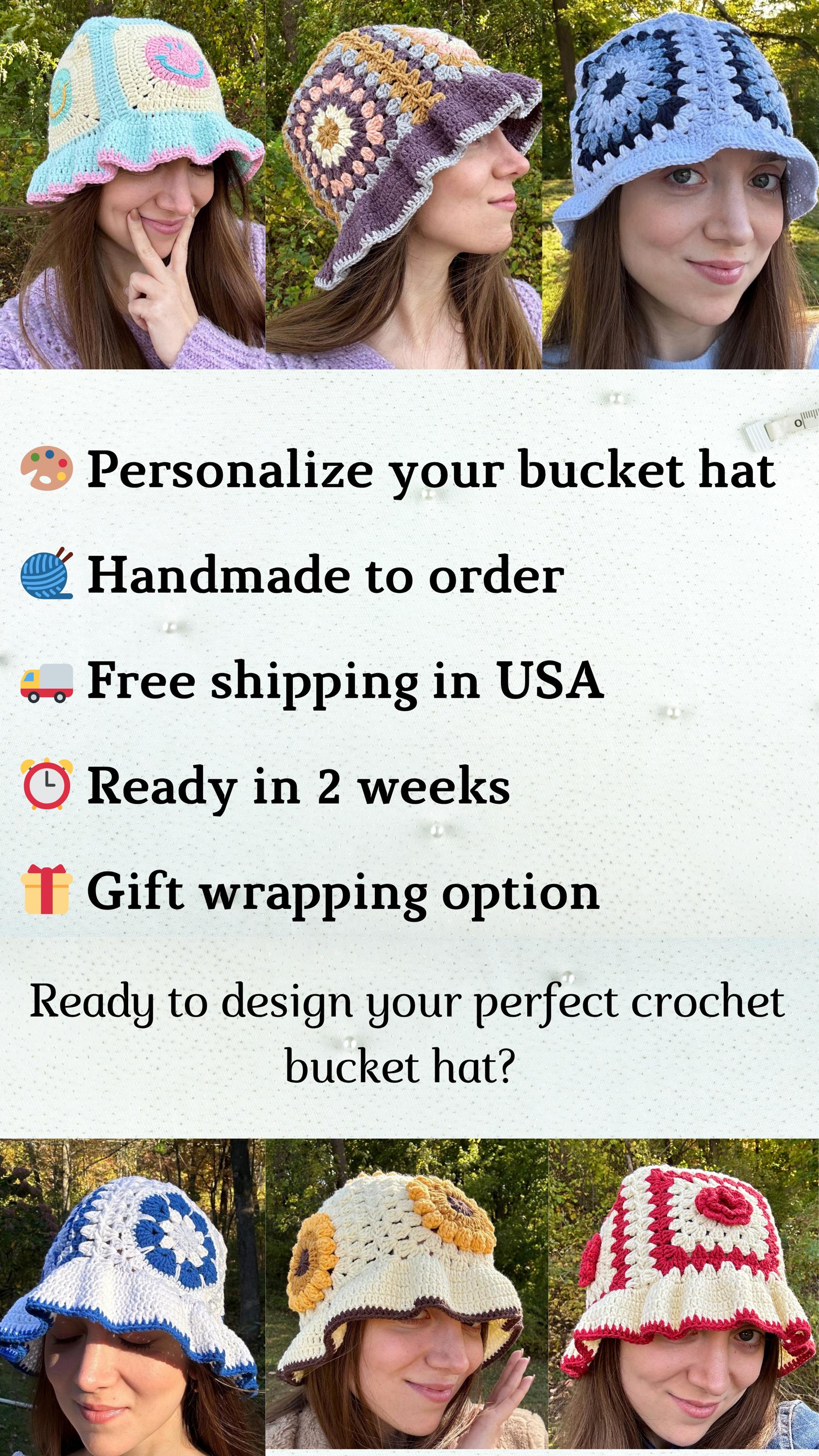 Custom Crochet Bucket Hat: Handmade Personalized Boho Hat  display picture 2
