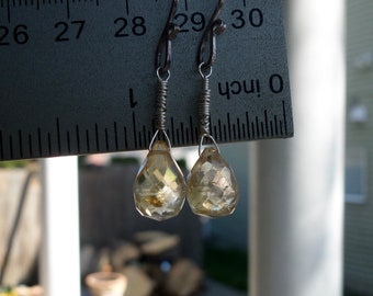 Natural Unheated Huge Citrine Gemstone Birthstone Sterling Silver Earrings