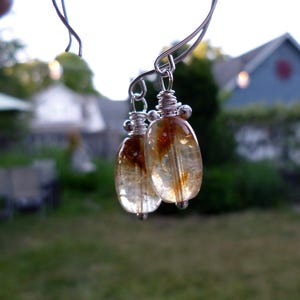 Natural Huge Citrine Gemstone Birthstone Sterling Silver Earrings