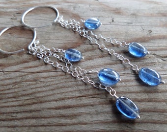 Beautiful Long Blue Kyanite Dangle/Chandelier Earrings