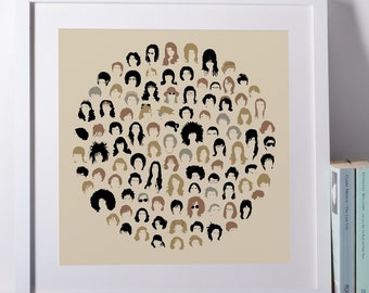 Hair Salon Poster, Hair Stylist Gift, Vintage Hairstyle Chart Print, Salon Wall Art, Beautician Decor