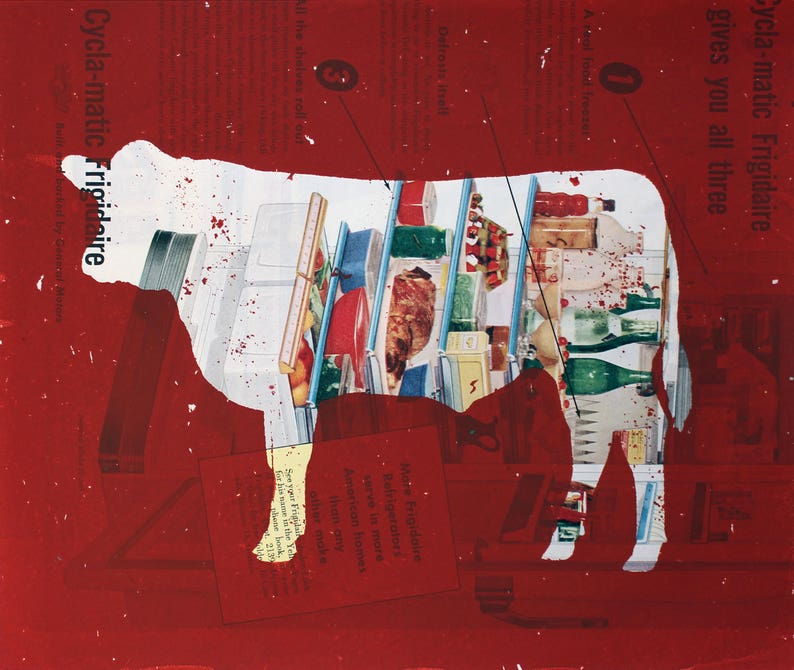 Kitchen Decor Wall Art Cow Vintage Meat Chart Butcher Chart Etsy