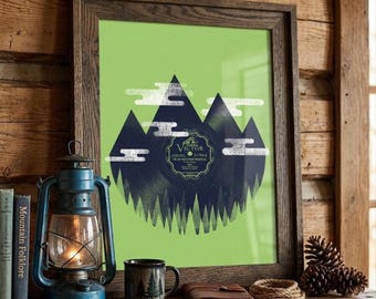 Vinyl Record Wall Art, Big Rock Candy Mountain Print, Folk Art Poster, Cabin Decor, Music Room