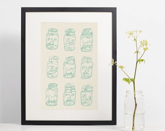 Mason Jar Wall Decor, Ball Jar Art Print, Rustic Kitchen Decor, Farmhouse Art Print