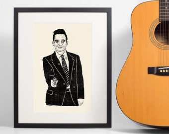 Johnny Cash Print, Music Art, Vintage Target, Music Poster, Screen printed home decor