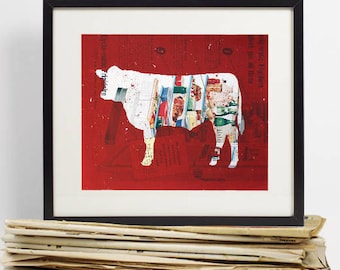 Kitchen Decor Wall Art, Cow Vintage Meat Chart, Butcher Chart Wall Art, Kitchen Meat Print, Retro Home Decor, Vintage Advertising, Men Gift