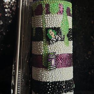 Custom Bling Beetlejuice Tumbler 20 oz Skinny Tumbler