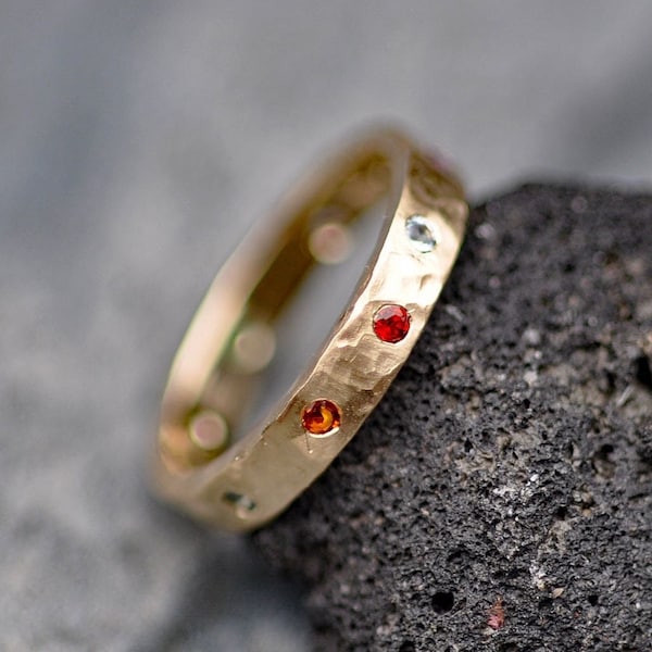Recycled Gold and Flush Set Gemstone Ring Handmade