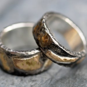 Sterling Silver and Yellow Gold Band- Made To Order Mixed Metal Ring Handmade