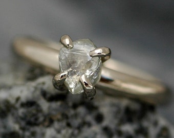 Certified Ocean Sourced Rough Diamond on Recycled Gold Band- Custom Made Engagement Ring Handmade