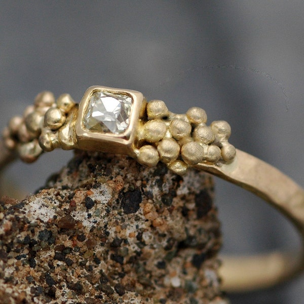 Antique 1800's Old Mine Cut Miner Cut Diamond in 18k Recycled Gold Ring- Vintage Victorian Era Diamond- Made to Order Engagement Ring