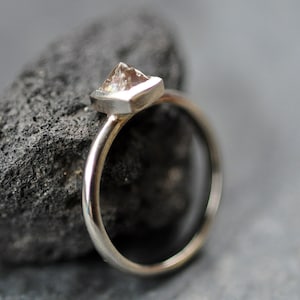 Argyle Mine Australian Rough Raw Diamond on Hand Forged Recycled Gold Ring Custom Made Engagement Ring Rough Uncut Stone Colored Diamond image 1