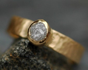 Recycled 18k Yellow, White, or Rose Gold and Raw Conflict Free Diamond Ring- Custom Made Listing Handmade