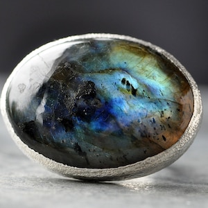 Labradorite and Sterling Silver Ring Size 7 Ready To Ship Handmade