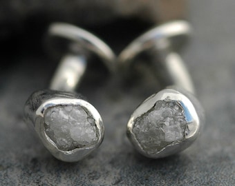 Rough Diamond Cuff Links Raw Conflict Free Diamond Cufflinks for French Cuffs Made to Order