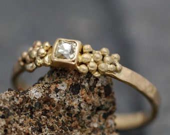 Antique 1800's Old Mine Cut Miner Cut Diamond in 18k Recycled Gold Ring- Vintage Victorian Era Diamond- Made to Order Engagement Ring