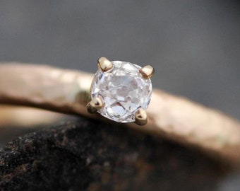 Antique 1800's Old Mine Cut Miner Cut Diamond in 18k Recycled Gold Ring- Vintage Victorian Era Diamond Prong Set Custom Made Ring Handmade