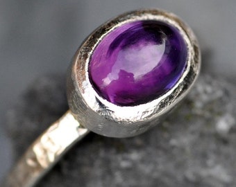 Natural Amethyst in 14k or 18k Gold Ring- Made to Order Handmade