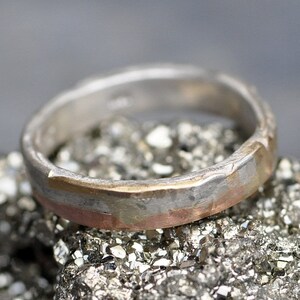 Sterling Silver Rose Gold and Yellow Gold Band- Made To Order Mixed Metal Ring