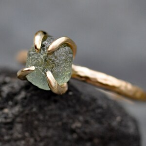 Raw Montana Sapphire Rough Uncut on 14k Recycled Gold Ring Made to Order Handmade image 3