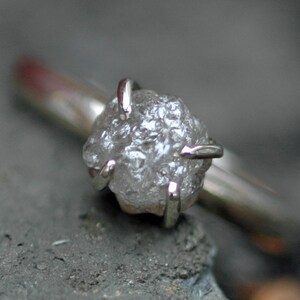 Conflict Free Rough Large Diamond Engagement Ring in 18k White, Rose, or Yellow Gold- 1.25 Carat Handmade image 3