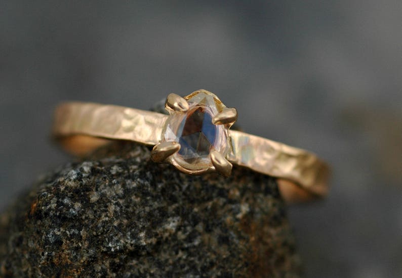 Rose Cut White Diamond on Recycled Gold Ring Custom Unique Engagement Ring Handmade image 6