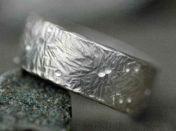 Fireworks Hammered Sterling Silver Band- Custom Made Wedding Ring