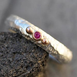 Greenland Ruby Sterling Silver 14k Rose Gold Ring  Handmade Jewelry Size 7.5