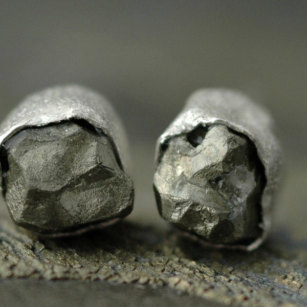 Pyrite Silver Earrings on Sterling Posts