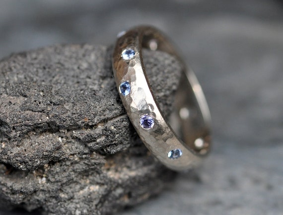 Yogo Gulch Sapphires in Recycled Gold Ring- Custom Made Band