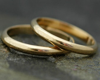 Two Gold Stacking Rings- Recycled Gold, Custom Made to Order Wedding Bands