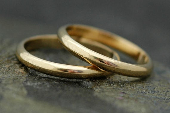 Two Gold Stacking Rings- Recycled Gold, Custom Made to Order Wedding Bands