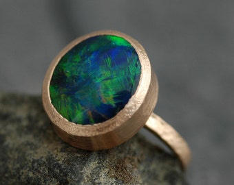 DEPOSIT-  Huge Black Opal in Recycled 18k Gold- Made to Order, Deposit Handmade